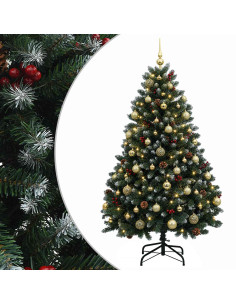 Albero di Natale artificiale verde con palline 150 cm 150 LED