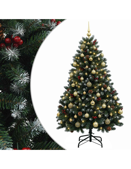 Albero di Natale artificiale verde con palline 150 cm 150 LED