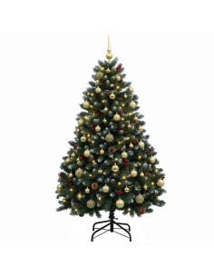 Albero di Natale artificiale verde con palline 150 cm 150 LED 2