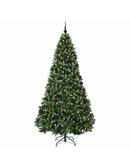 Albero di Natale artificiale verde con palline 210 cm 300 LED