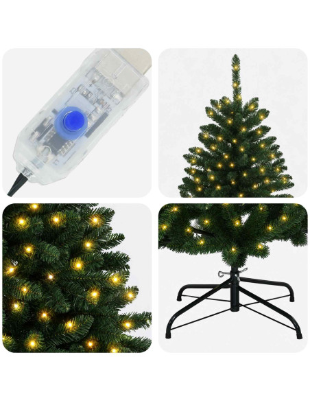 Albero di Natale Artificiale con Rami Pieghevoli 210 cm 400 LED