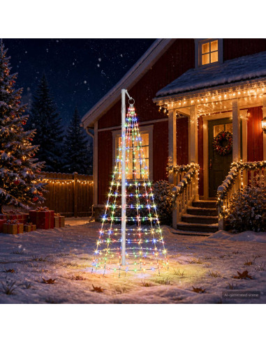 Luci per albero di Natale con picchetti e asta per bandiera