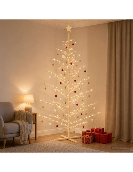 Albero di Natale in legno KOTKA 240 cm Legno Massello di Pino