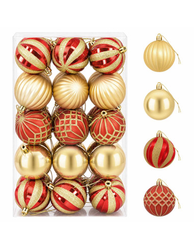 Set di Palline di Natale 30 pz Oro e Rosso Ø 6 cm Plastica