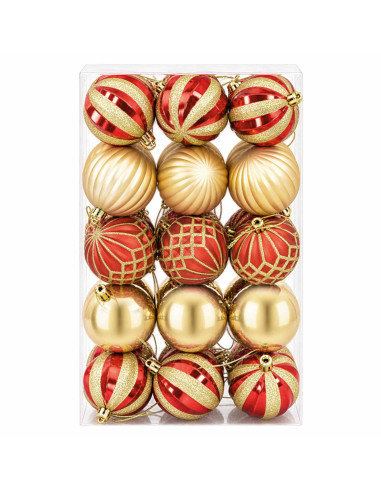 Set di Palline di Natale 30 pz Oro e Rosso Ø 6 cm Plastica