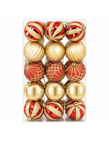 Set di Palline di Natale 30 pz Oro e Rosso Ø 6 cm Plastica