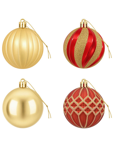 Set di Palline di Natale 30 pz Oro e Rosso Ø 6 cm Plastica