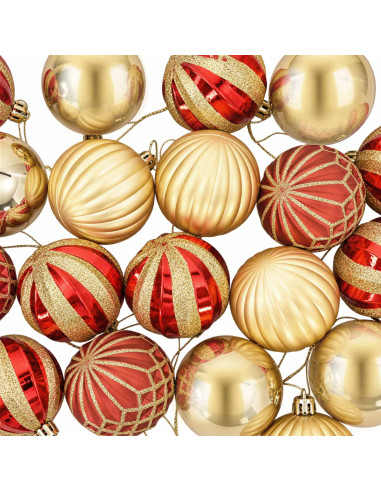 Set di Palline di Natale 30 pz Oro e Rosso Ø 6 cm Plastica