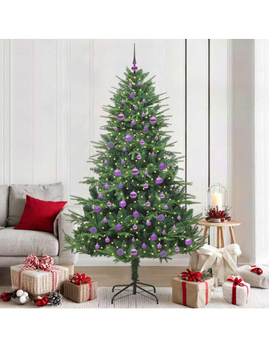 Albero di Natale Artificiale Pre-illuminato con Set di Palline