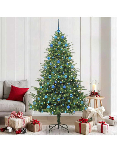 Albero di Natale Artificiale Pre-illuminato con Set di Palline