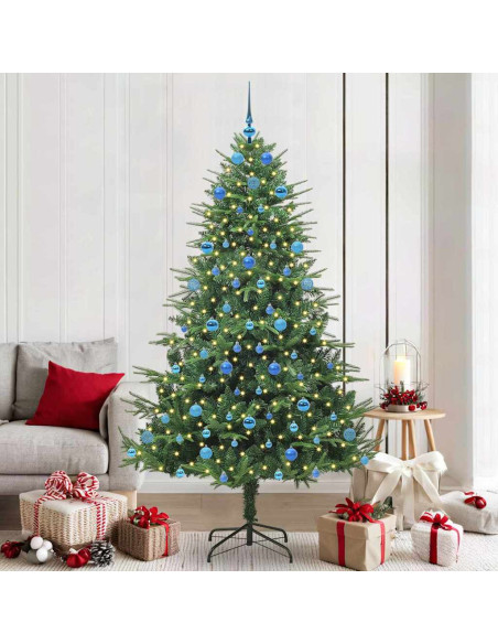 Albero di Natale Artificiale Pre-illuminato con Set di Palline