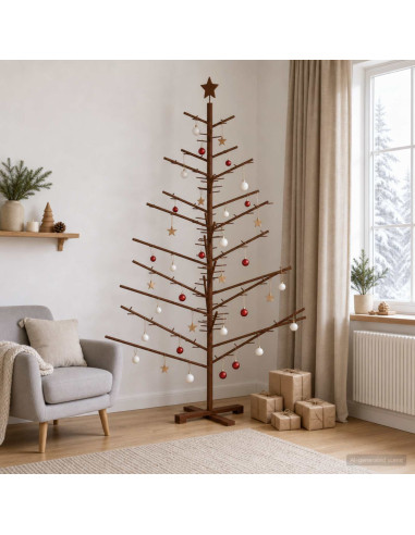 Albero di Natale in legno 180 cm Bambù e legno di pino massello