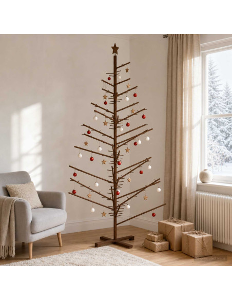 Albero di Natale in legno 210 cm Bambù e legno di pino massello