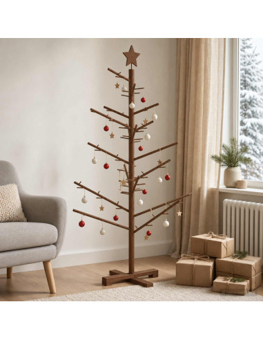Albero di Natale in legno 125 cm Bambù e legno di pino massello