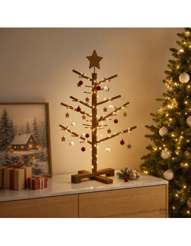 Albero di Natale in legno 75 cm Bambù e legno di pino massello