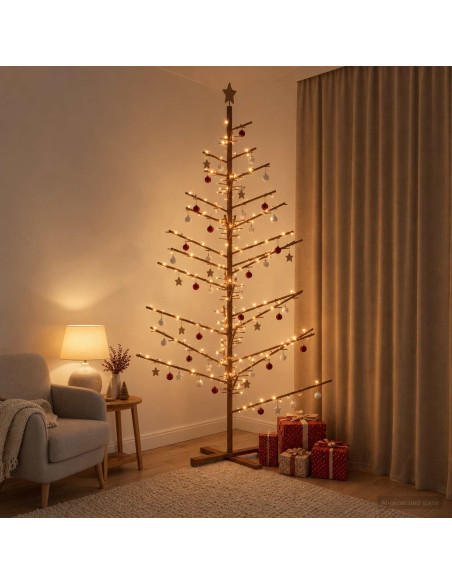 Albero di Natale in legno 210 cm Bambù e legno di pino massello