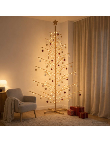 Albero di Natale in legno 240 cm Bambù e legno di pino massello