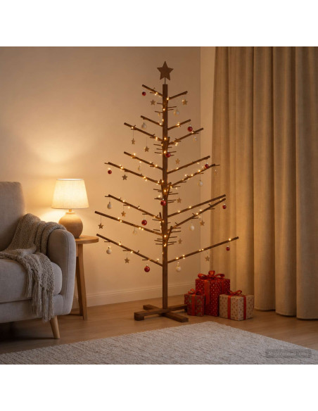 Albero di Natale in legno 150 cm Bambù e legno di pino massello