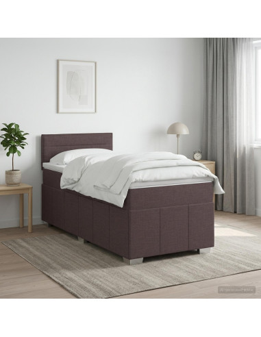 Letto box spring con materasso Marrone Scuro 100 x 200 cm