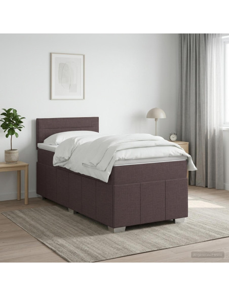 Letto box spring con materasso Marrone Scuro 100 x 200 cm