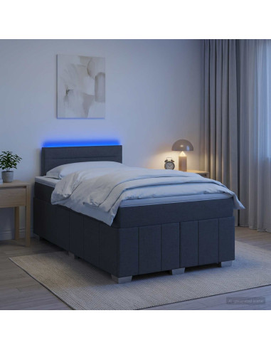 Letto box spring con materasso Grigio Scuro 120 x 190 cm