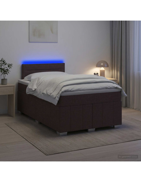 Letto box spring con materasso Marrone Scuro 120 x 190 cm