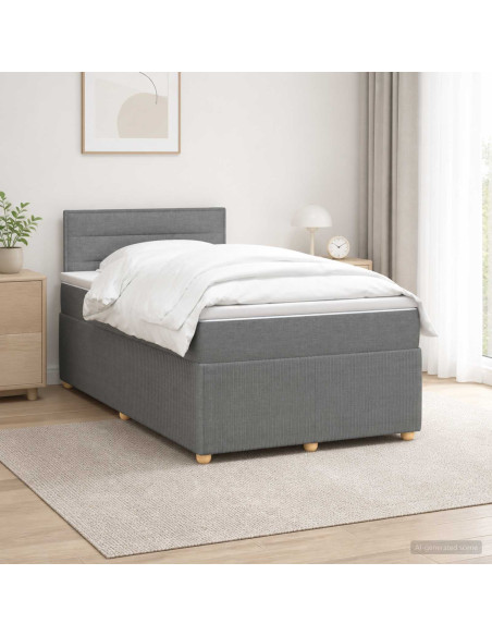Letto box spring con materasso Grigio Scuro 120 x 190 cm