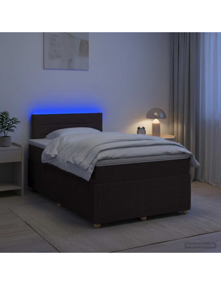 Letto box spring con materasso Marrone Scuro 120 x 200 cm