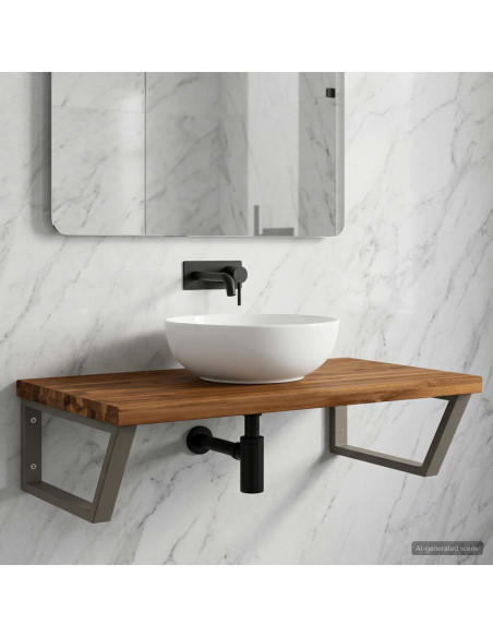 Mensola da Parete con Bordo Vivo per Lavabo Naturale e Caffè