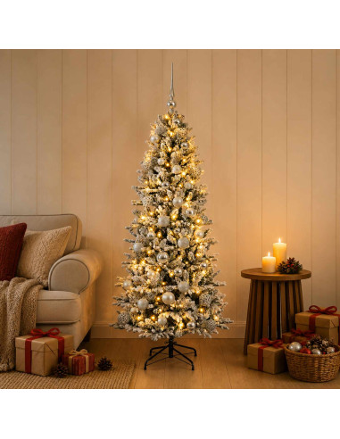 Albero di Natale artificiale con palline 120 cm 150 LED
