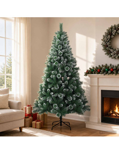 Albero di Natale artificiale 180 cm PVC e Metallo Verde