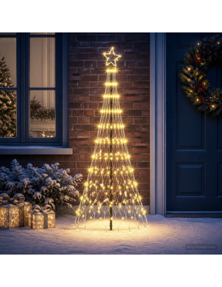 Albero di Natale LED 180 cm 230 LED Bianco caldo Ferro Nero