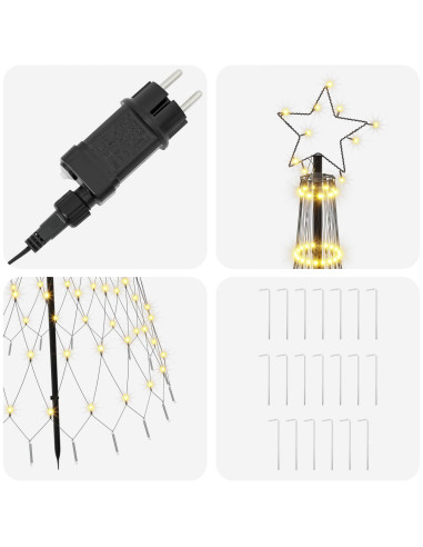 Albero di Natale LED 180 cm 230 LED Bianco caldo Ferro Nero