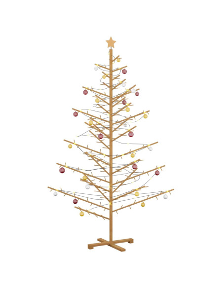 Albero di Natale in legno con supporto Marrone 210 cm