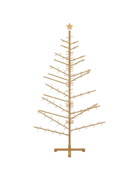 Albero di Natale in legno con supporto Marrone 210 cm