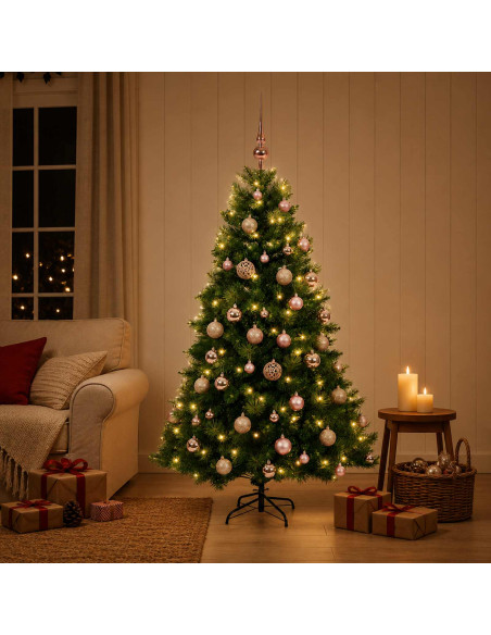 Albero di Natale artificiale con palline 150 cm 150 LED