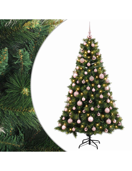 Albero di Natale artificiale con palline 210 cm 300 LED