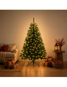 Albero di Natale Artificiale con Rami Pieghevoli 180 cm 300 LED