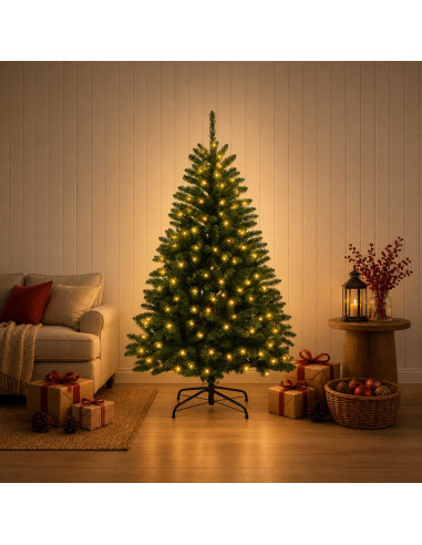 Albero di Natale Artificiale con Rami Pieghevoli 180 cm 300 LED