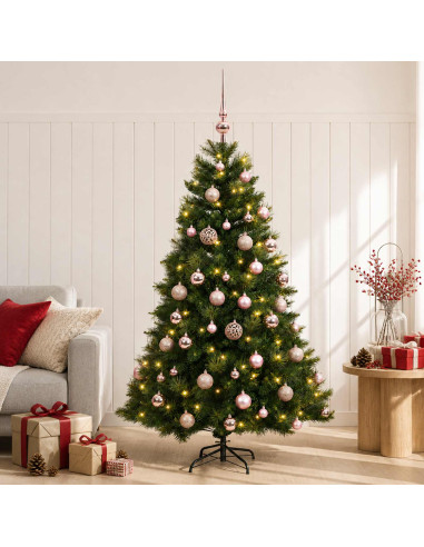 Albero di Natale artificiale con palline 150 cm 150 LED