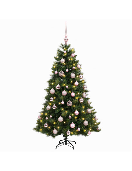 Albero di Natale artificiale con palline 150 cm 150 LED