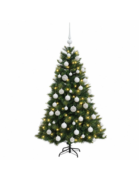 Albero di Natale artificiale con palline 120 cm 150 LED