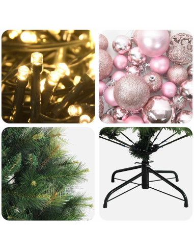 Albero di Natale artificiale con palline 210 cm 300 LED