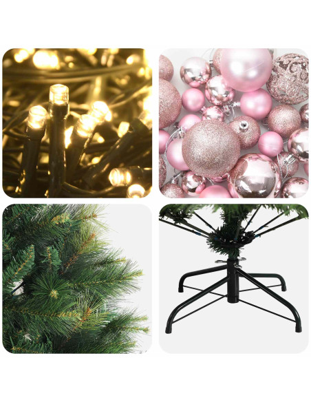Albero di Natale artificiale con palline 210 cm 300 LED