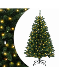 Albero di Natale Artificiale con Rami Pieghevoli 180 cm 300 LED 2