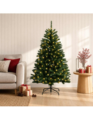 Albero di Natale Artificiale con Rami Pieghevoli 180 cm 300 LED