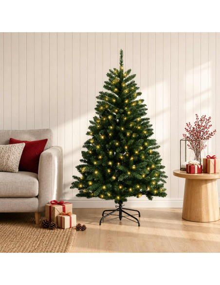 Albero di Natale Artificiale con Rami Pieghevoli 180 cm 300 LED