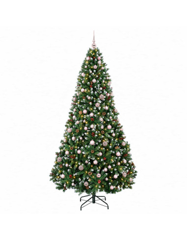 Albero di Natale artificiale verde con palline 210 cm 300 LED