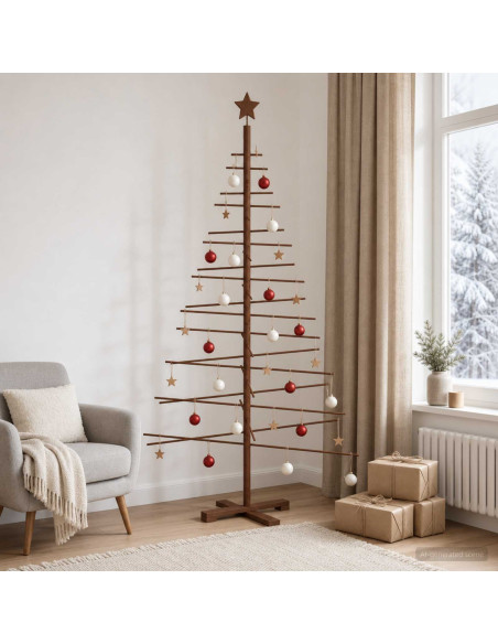 Albero di Natale in legno 180 cm Bambù e legno di pino massello