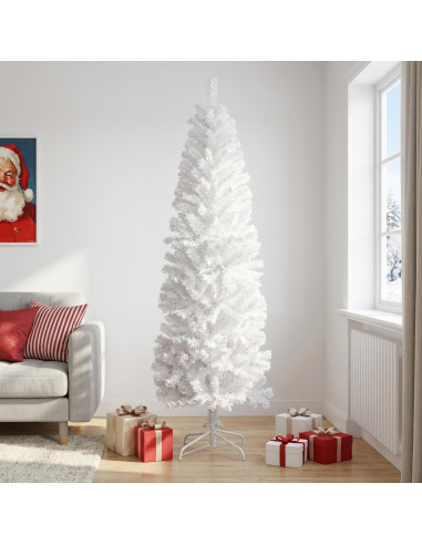 Albero di Natale Artificiale Sottile 210 cm PVC e Acciaio